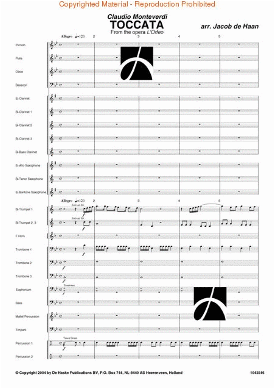 Toccata (from the Opera L'Orfeo) Concert Band scores gallery preview page 2