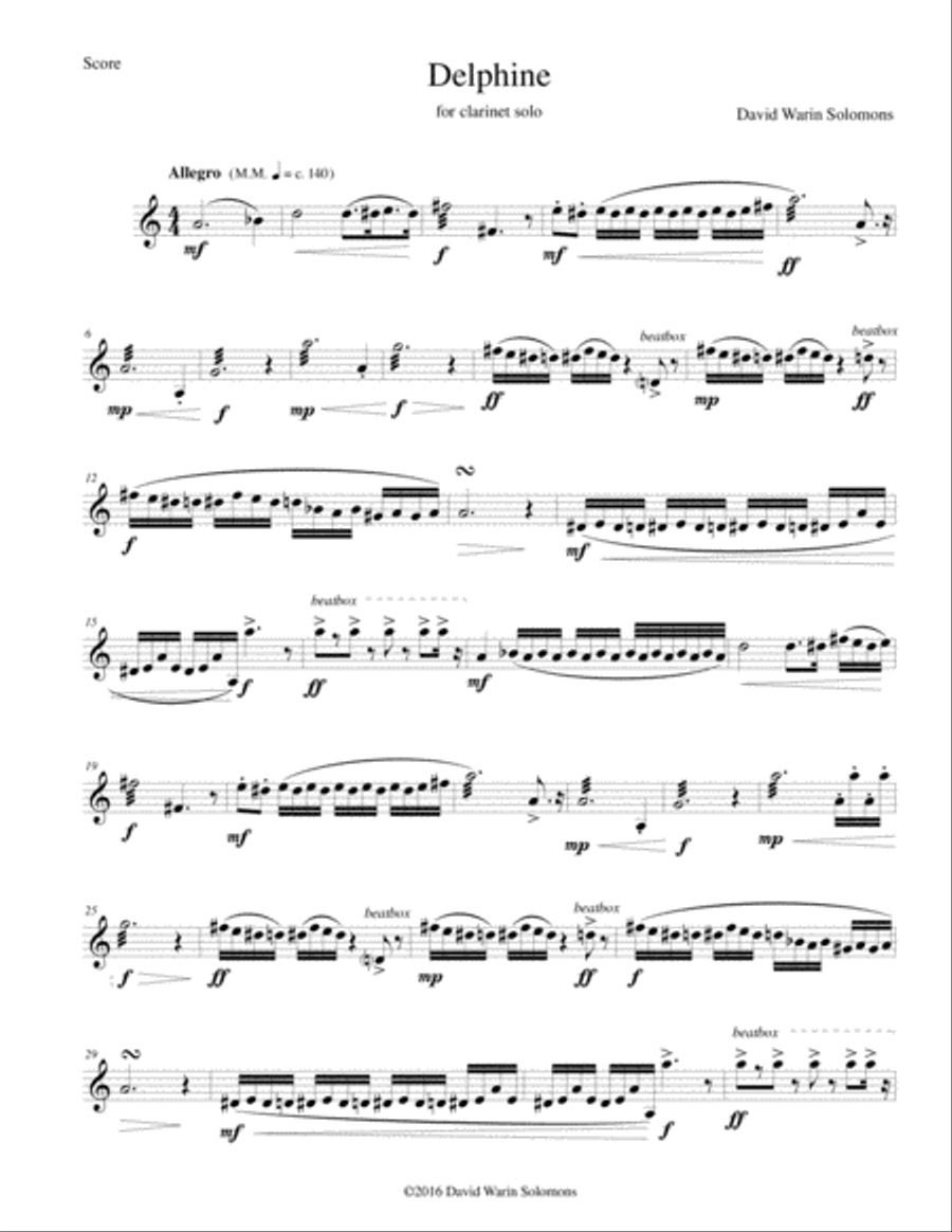 Delphine - all 5 versions for clarinets Clarinet Solo scores gallery preview page 1