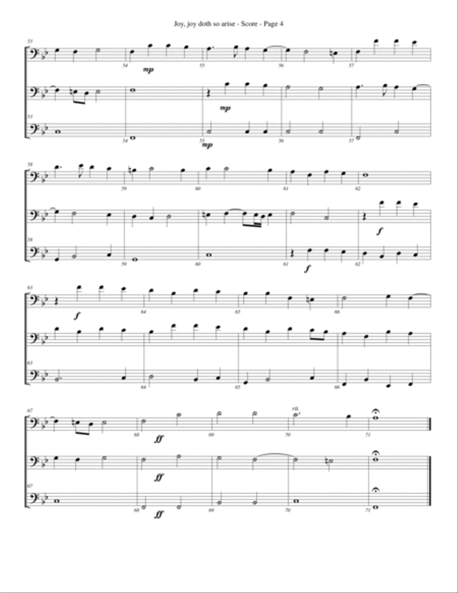 Joy, joy doth so arise for Trombone or Low Brass Trio Trombone Trio scores gallery preview page 4
