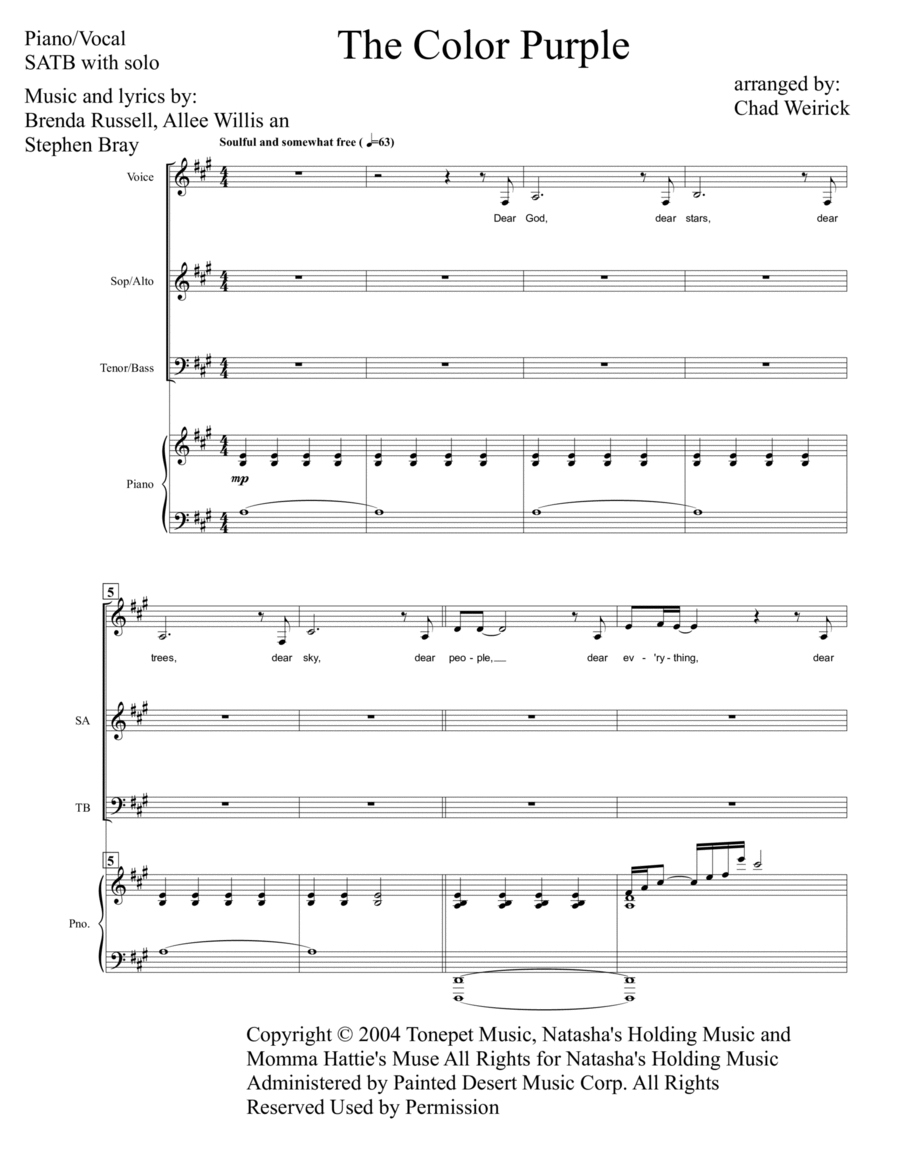 The Color Purple The Color Purple 4-Part scores gallery preview page 1