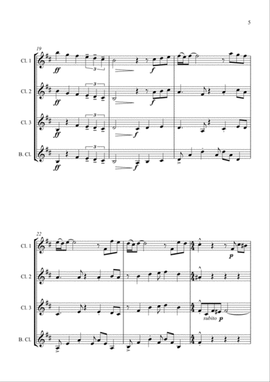 Fur Elise - Jazz Arrangement - for Clarinet Quartet Clarinet Quartet scores gallery preview page 5