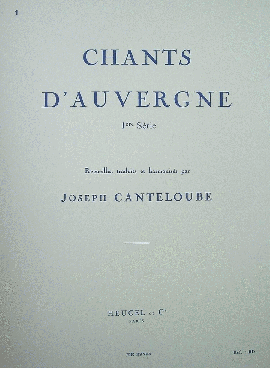 Joseph Canteloube: Chants d'Auvergne Vol.1 Voice Solo scores gallery preview page 1