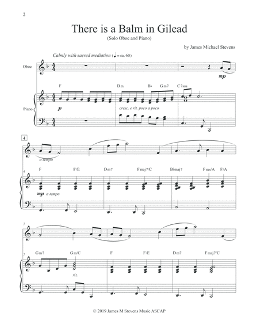 There is a Balm in Gilead - Oboe & Piano Piano scores gallery preview page 2
