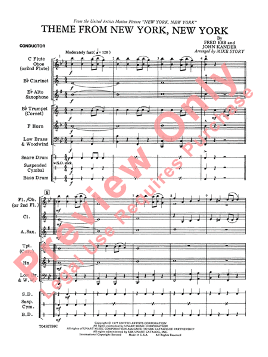 New York, New York, Theme from Concert Band scores gallery preview page 4