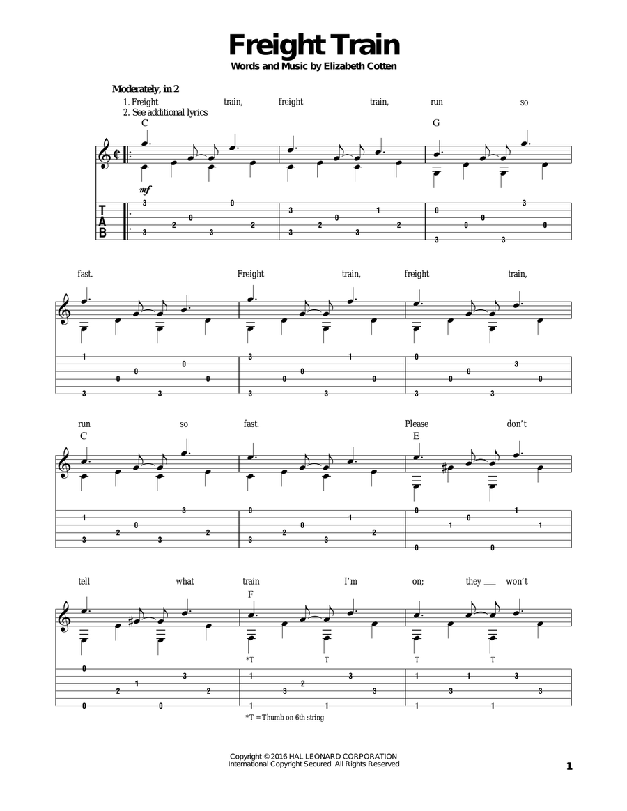 Freight Train Acoustic Guitar scores gallery preview page 1