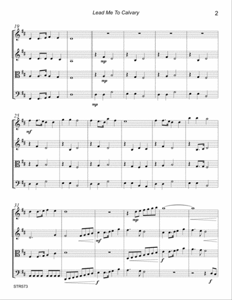 LEAD ME TO CALVARY - STRING QUARTET (unaccompanied) A Cappella scores gallery preview page 2