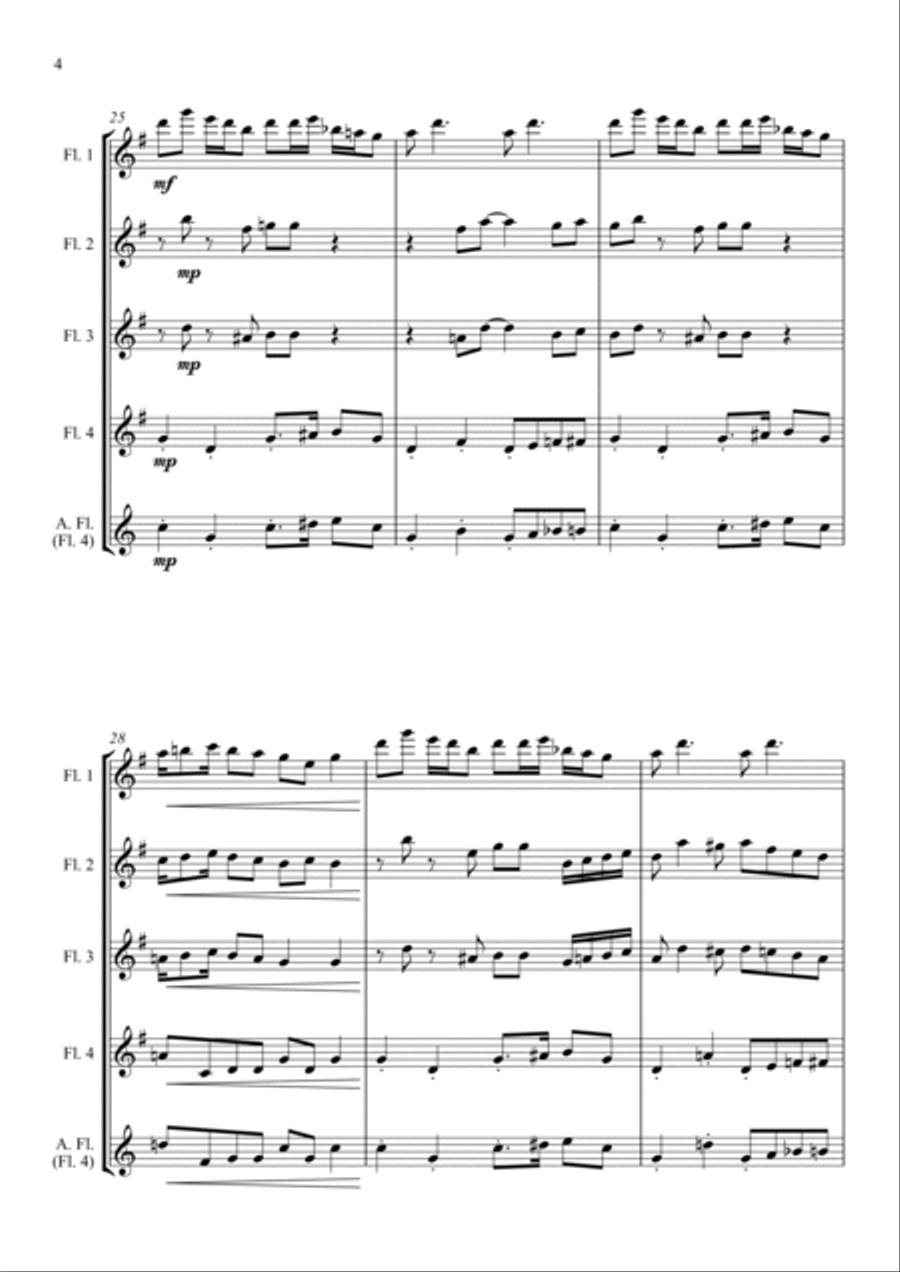 Camptown Races - for Flute Quartet Flute Quartet scores gallery preview page 4