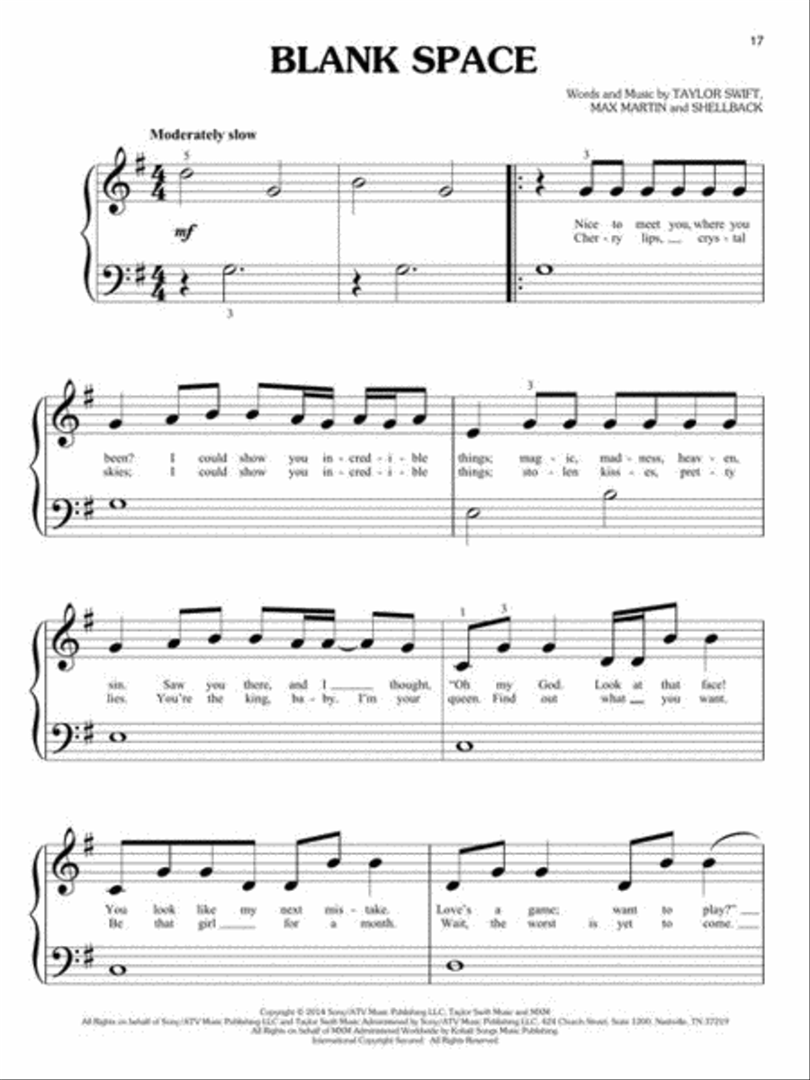 Best of Taylor Swift – 2nd Edition Easy Piano scores gallery preview page 7
