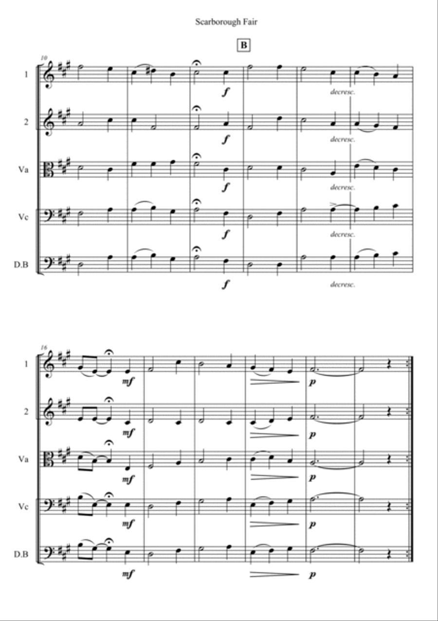 Scarborough Fair String Quintet scores gallery preview page 2