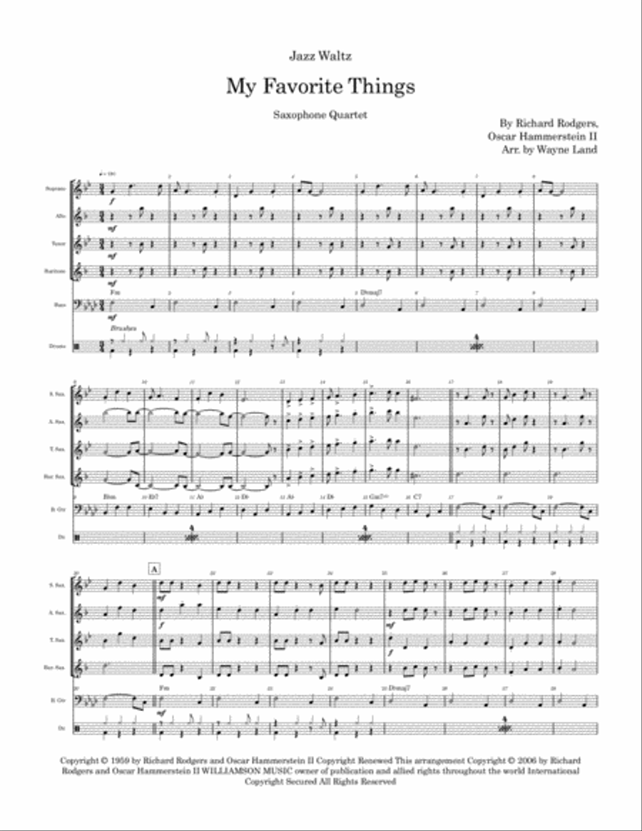 My Favorite Things Saxophone Quartet scores gallery preview page 2