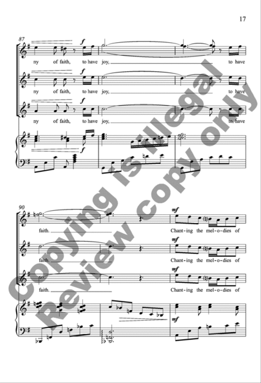 The Music of Being (Piano/Choral Score) SSA scores gallery preview page 17