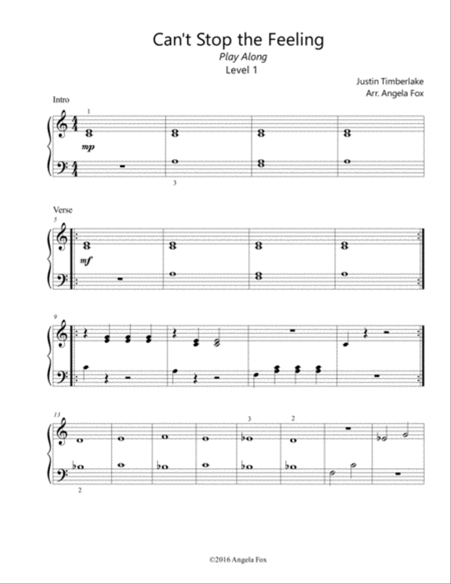 Can't Stop The Feeling from TROLLS Easy Piano scores gallery preview page 2
