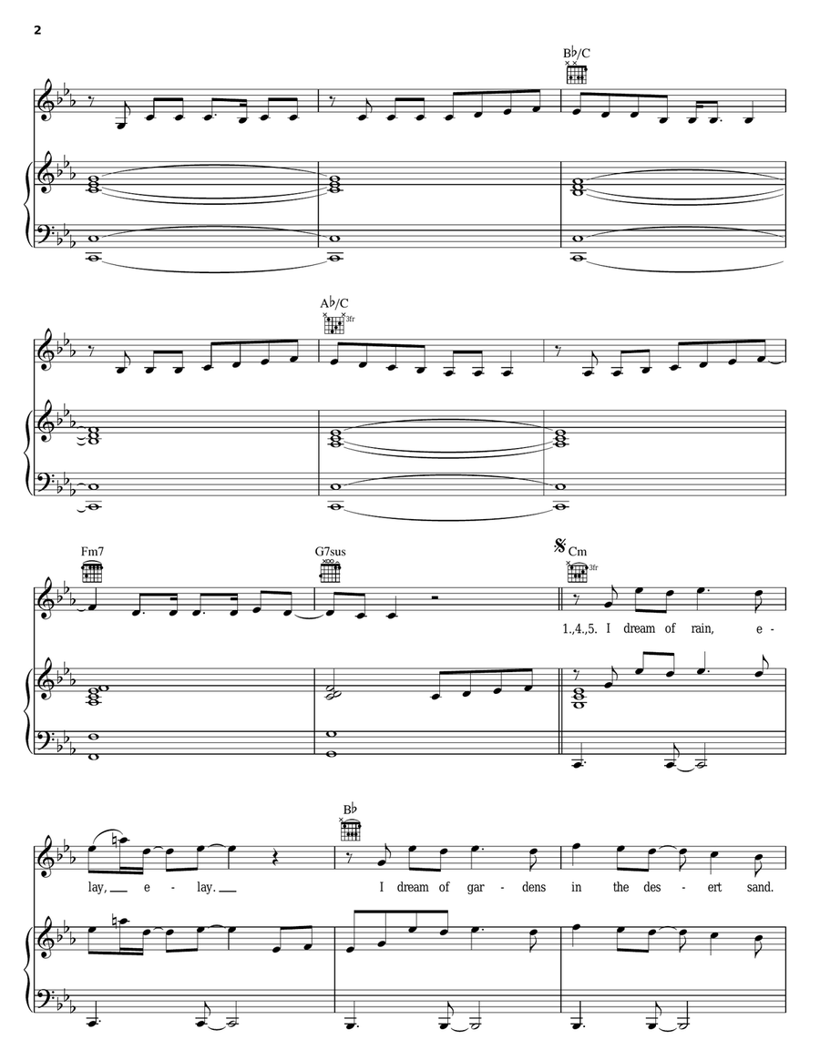 Desert Rose Piano, Vocal, Guitar scores gallery preview page 2