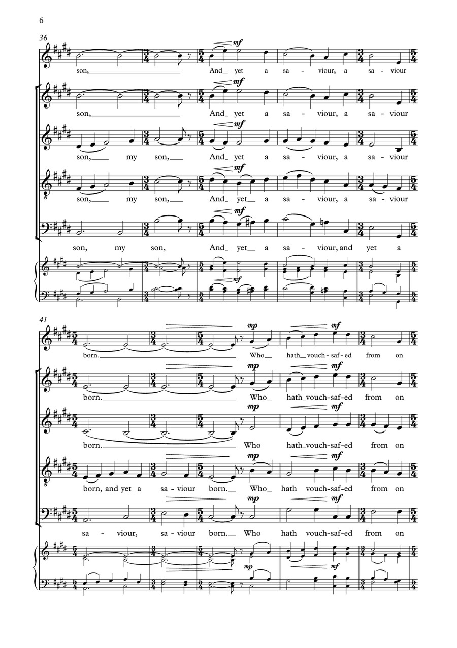 Sweet babe, sang she (SATB with solo soprano or semichorus) 4-Part scores gallery preview page 6