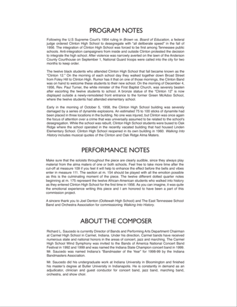 Walking into History (The Clinton 12) - Full Score Concert Band scores gallery preview page 2