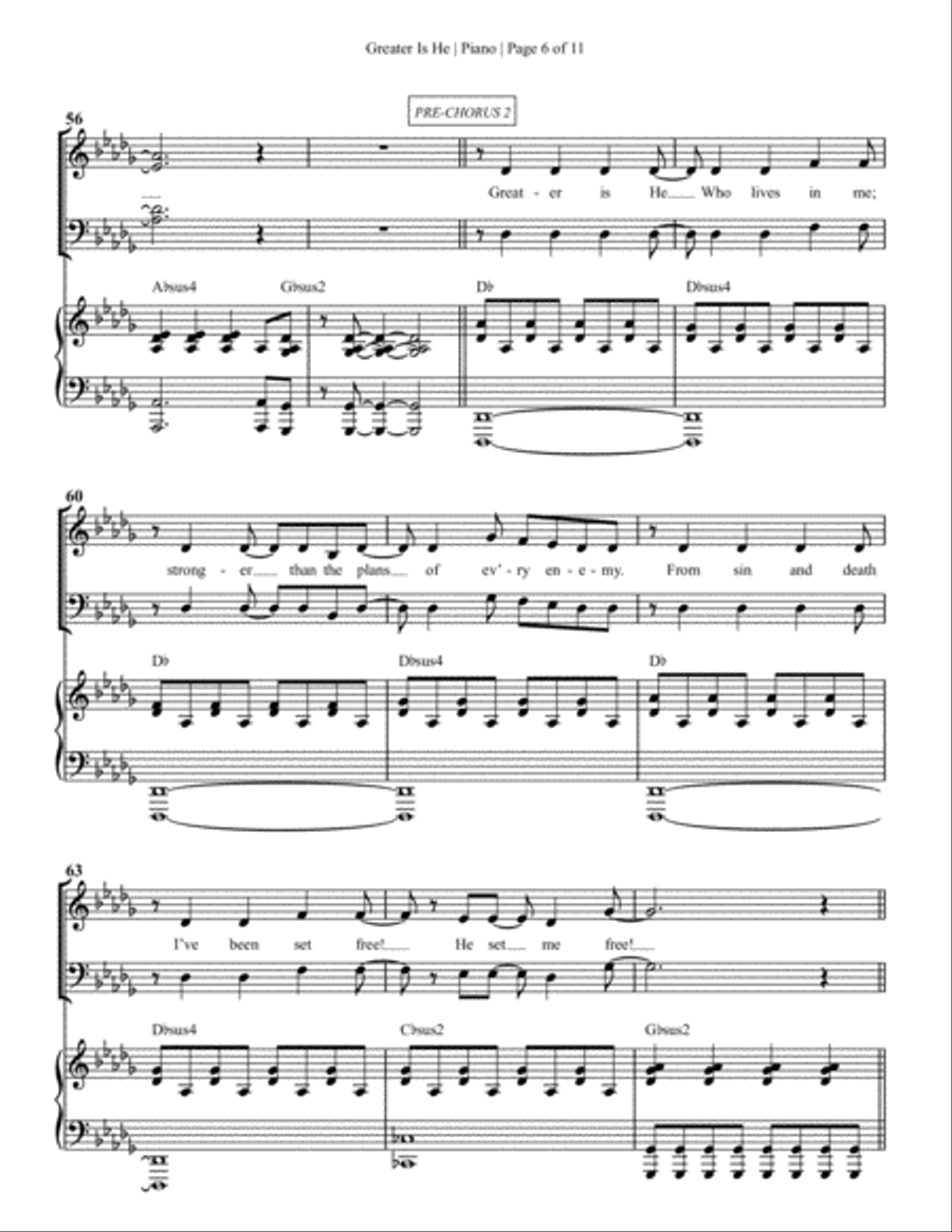 Greater Is He (Anthem) - Piano Accompaniment 4-Part scores gallery preview page 6