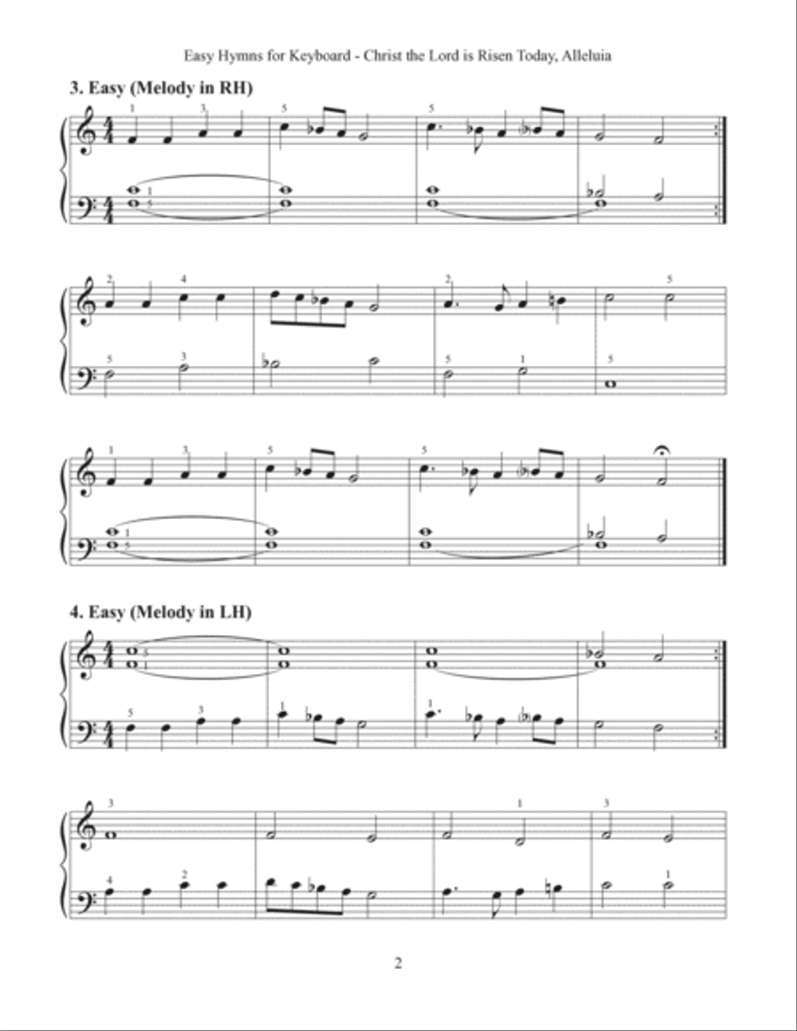 Christ the Lord is Risen Today (Easy Hymns for Keyboard) Piano Method scores gallery preview page 4