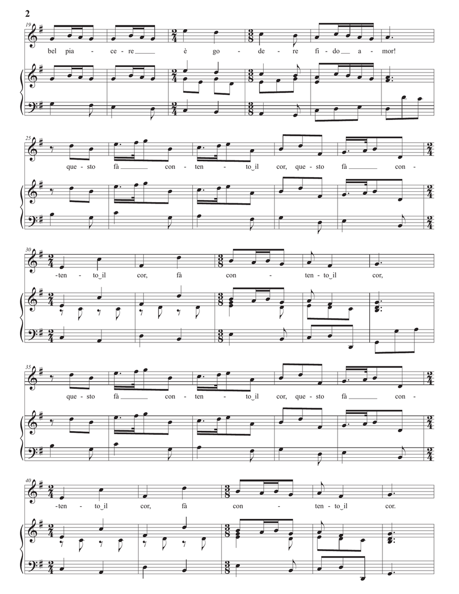 HANDEL: Bel piacere (transposed to 3 keys: G, G-flat, F major) Piano, Vocal scores gallery preview page 3