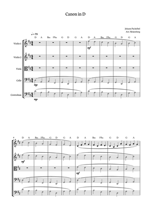 Canon in D - Johann Pachelbel for String Quintet with chords.