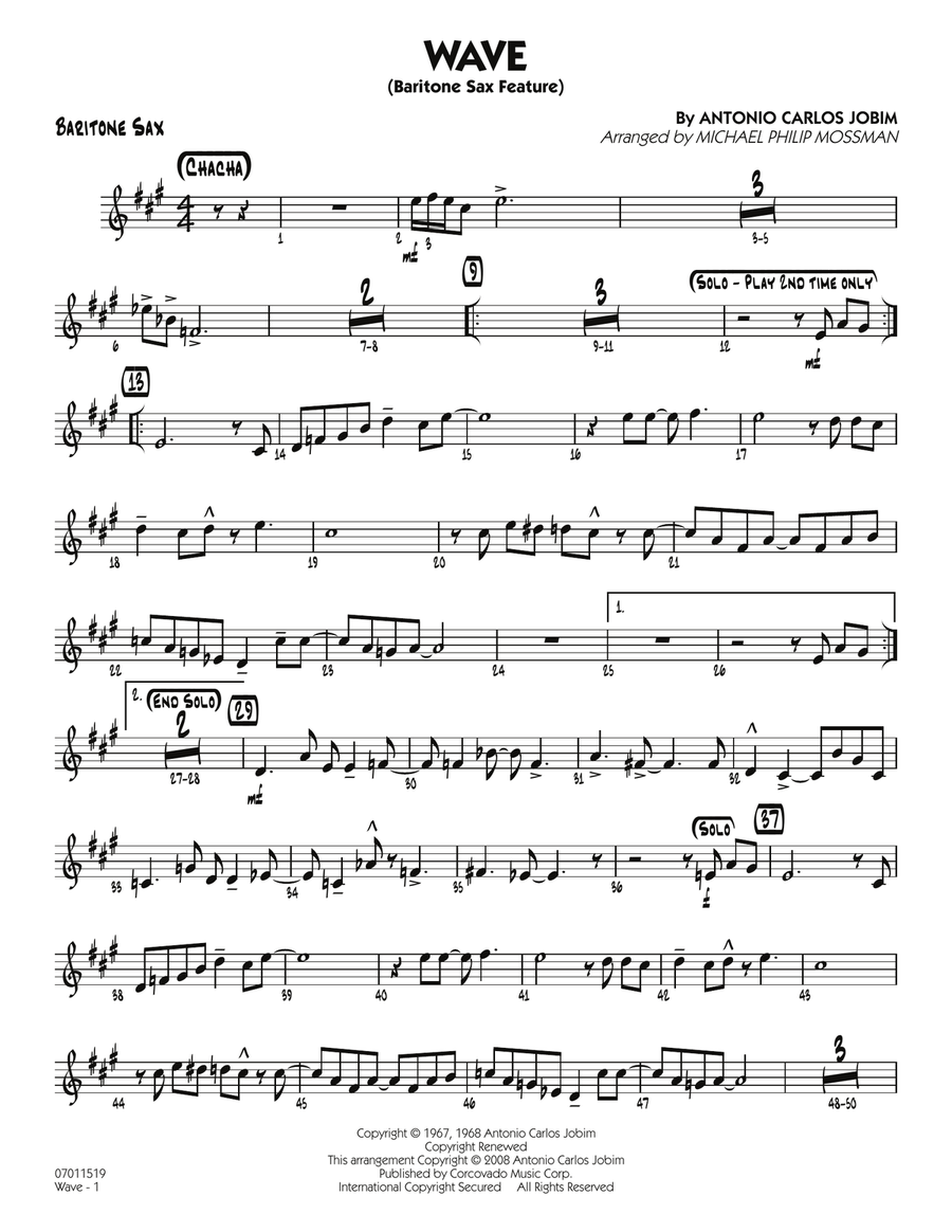 Wave (arr. Michael Philip Mossman) - Baritone Sax