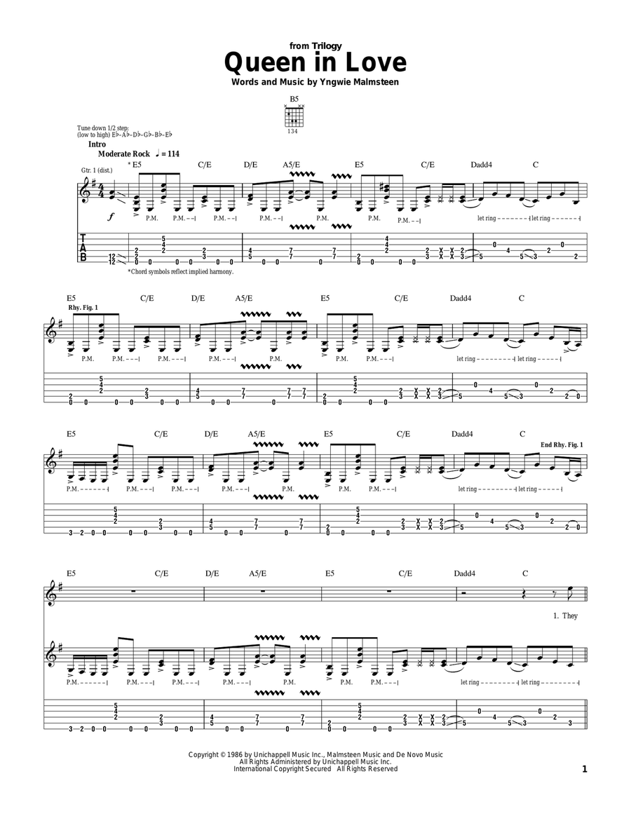 Queen In Love Electric Guitar scores gallery preview page 1
