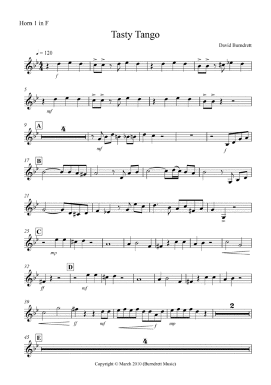 Tasty Tango for Horn Quartet French Horn Quartet scores gallery preview page 5