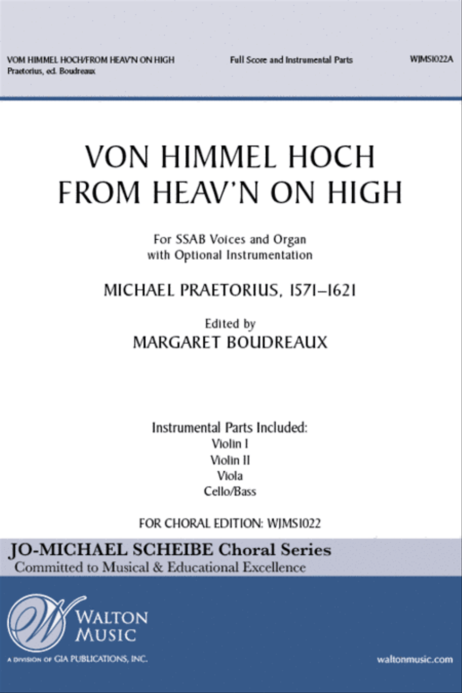 Vom Himmel Hoch (From Heav'n on High) (Full Score and Instrumental Parts) Choir scores gallery preview page 1