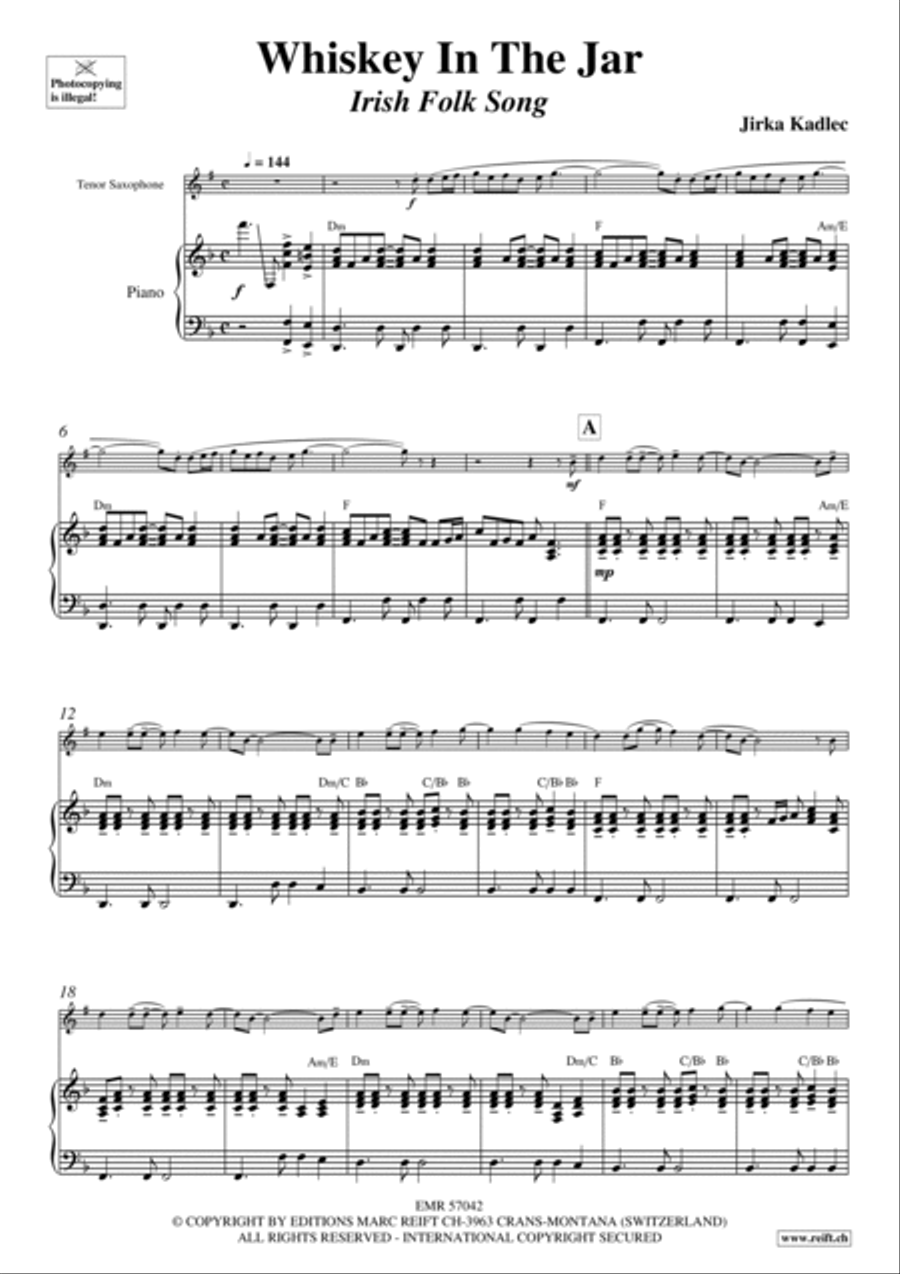 Whiskey In The Jar Tenor Saxophone scores gallery preview page 4