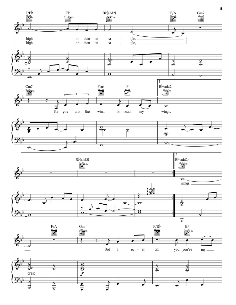 The Wind Beneath My Wings Piano, Vocal scores gallery preview page 5