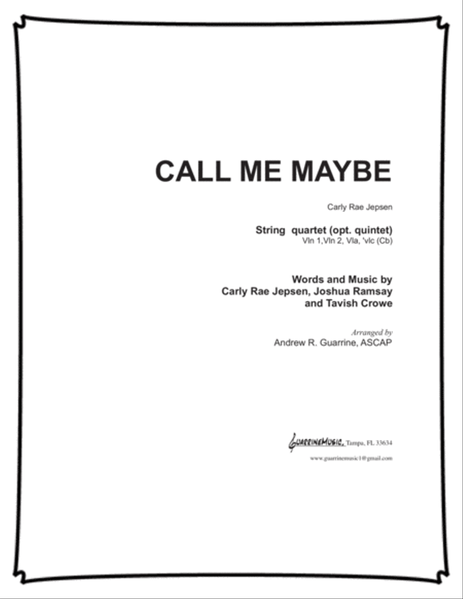 Call Me Maybe Call Me Maybe String Quartet scores gallery preview page 1
