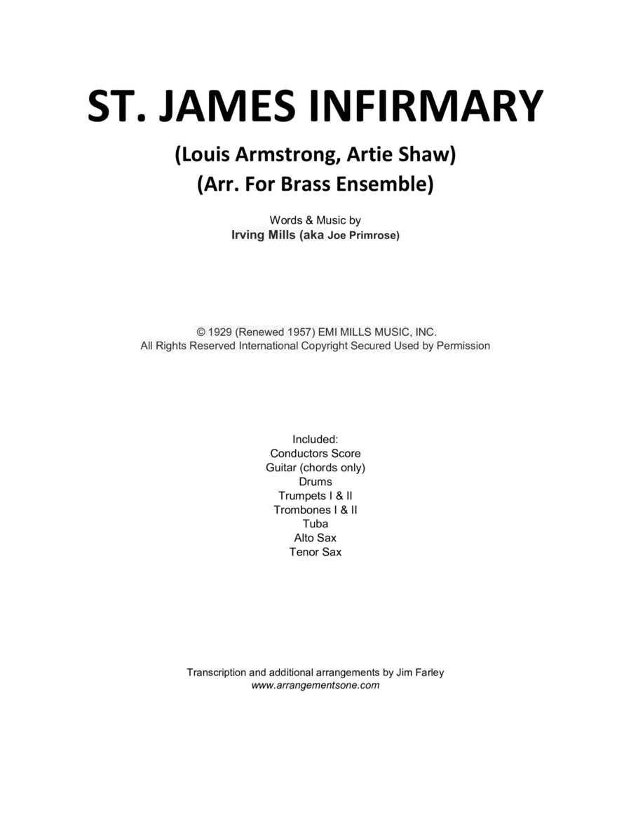 St. James Infirmary Large Ensemble scores gallery preview page 1