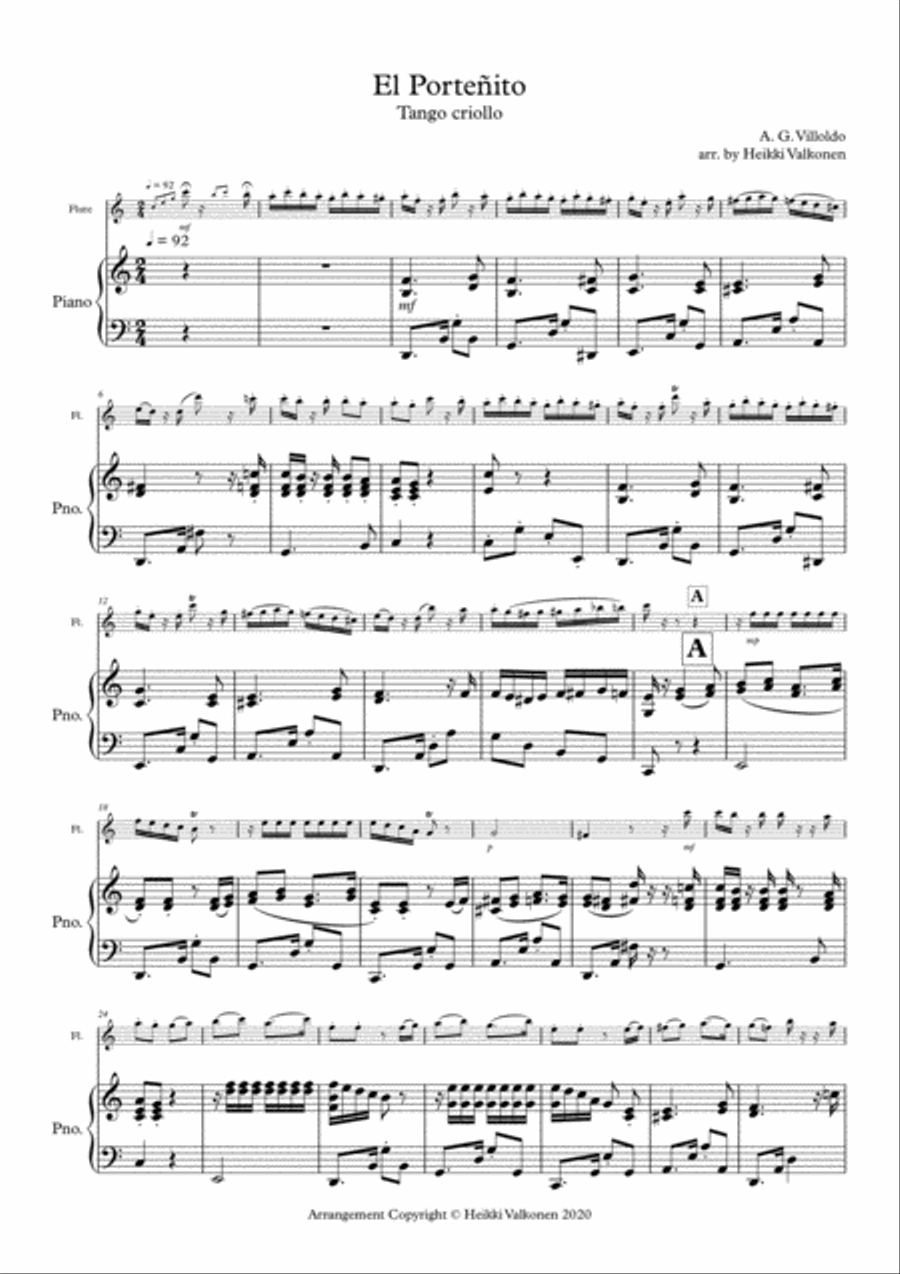 Tango El Porteñito for flute and piano Flute Solo scores gallery preview page 2