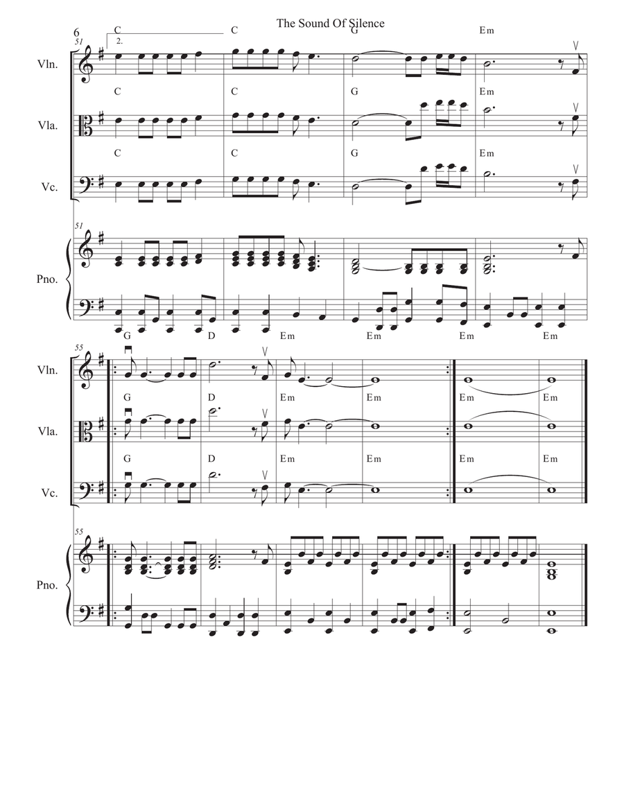 The Sound Of Silence The Sound Of Silence String Quartet scores gallery preview page 6