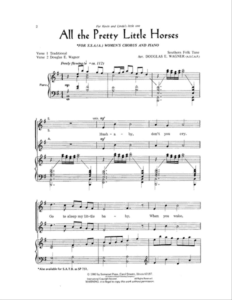 All the Pretty Little Horses SSA scores gallery preview page 2