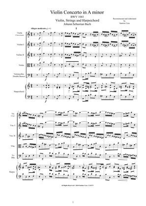 Bach - Violin Concerto in A minor BWV 1041 for Violin, Strings and Harpsichord