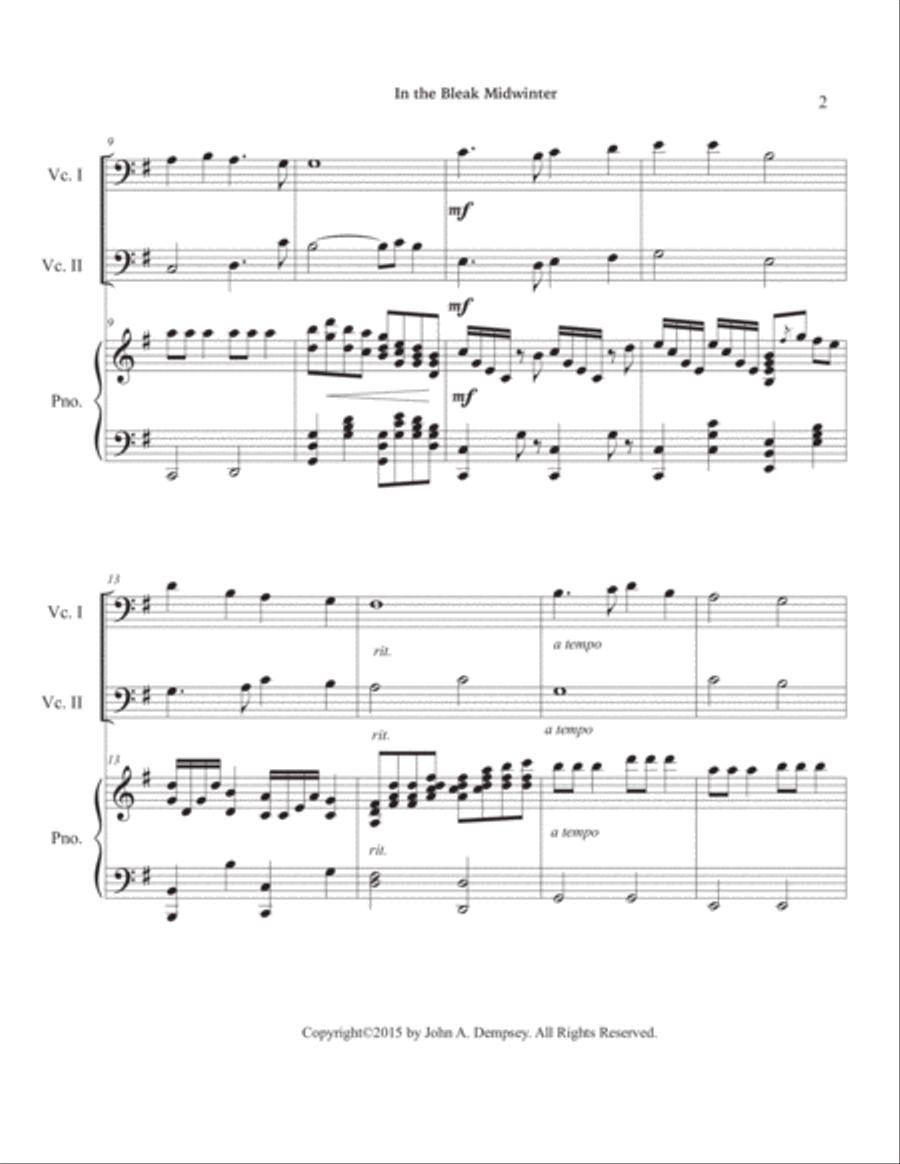 In the Bleak Midwinter (Trio for Two Cellos and Piano) String Duet scores gallery preview page 6