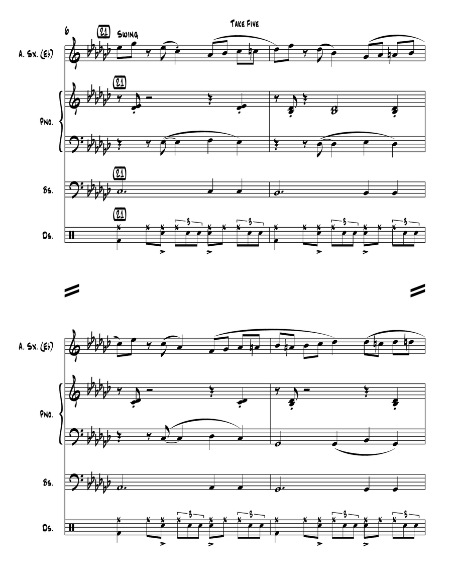 Take Five by Paul Desmond Jazz Ensemble Digital Sheet Music