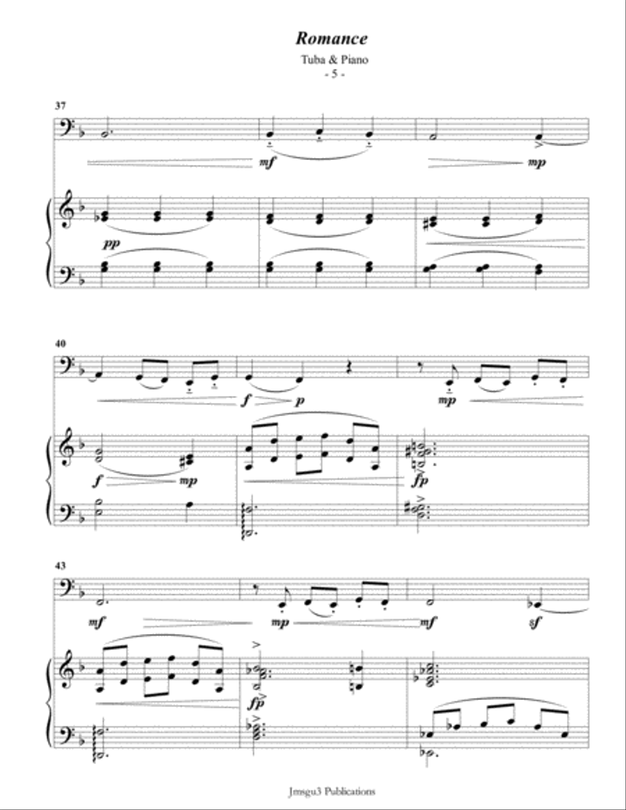 Saint-Saens: Romance for Tuba & Piano Tuba scores gallery preview page 5