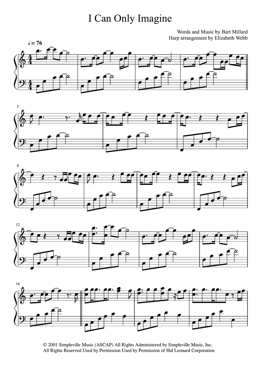 I Can Only Imagine Harp scores gallery preview page 1