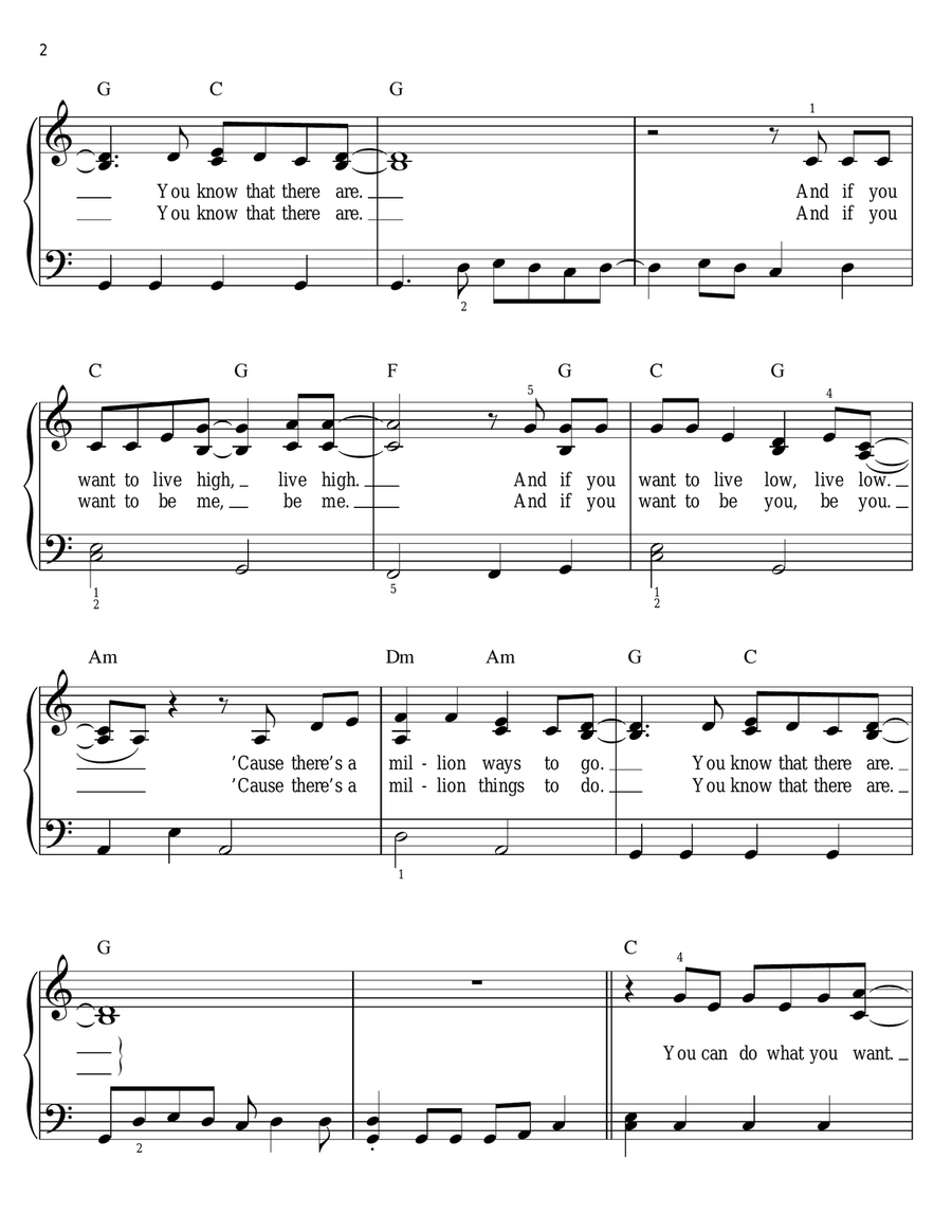 If You Want To Sing Out, Sing Out Easy Piano scores gallery preview page 2