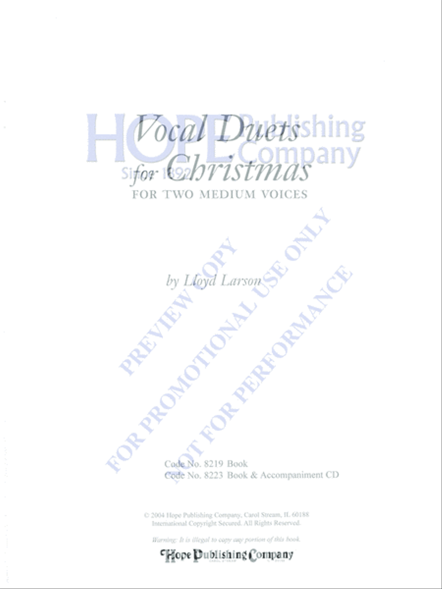 Vocal Duets for Christmas (2 Medium Voices)