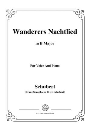 Schubert-Wanderers Nachtlied in B Major,for voice and piano