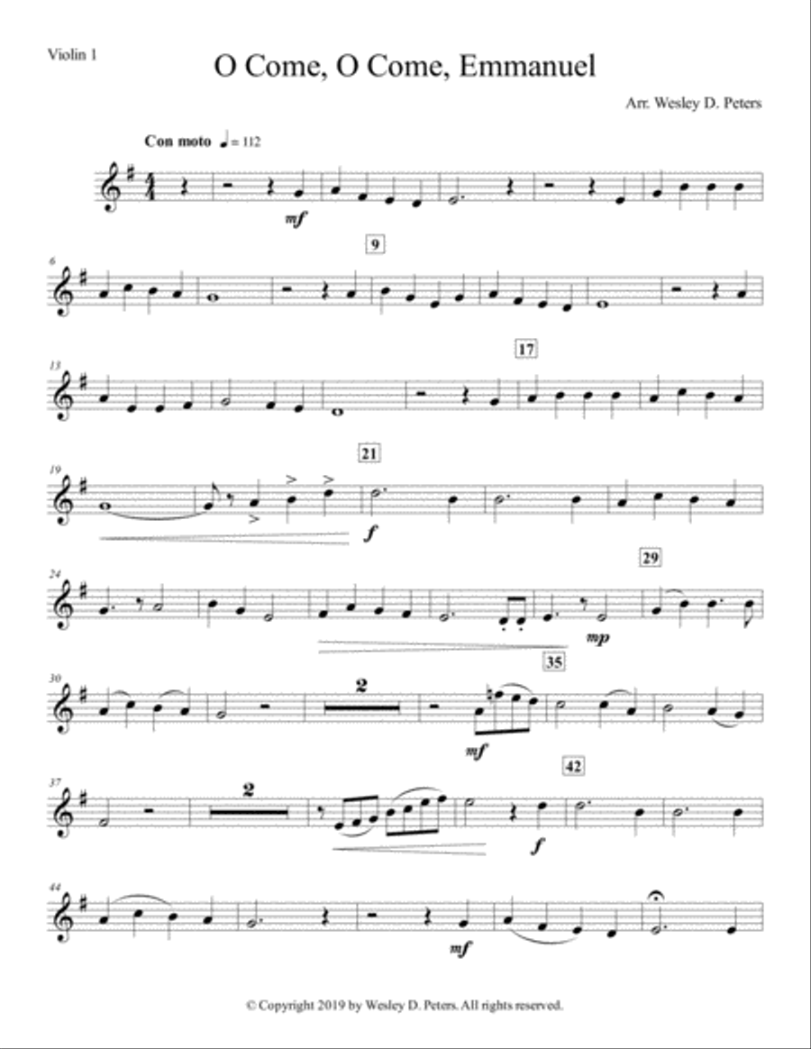O Come, O Come, Emmanuel (String Quartet) String Quartet scores gallery preview page 1