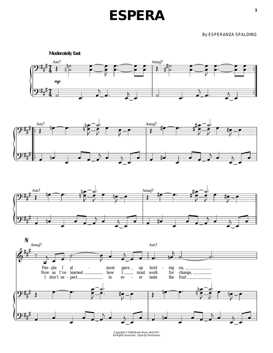 Espera Piano, Vocal scores gallery preview page 1