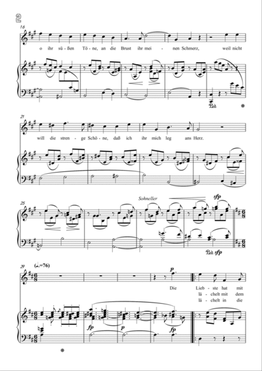 Schumann-Meine Töne still und heiter,Op.101 No.1 in A Major for Voice and Piano Voice Solo scores gallery preview page 3