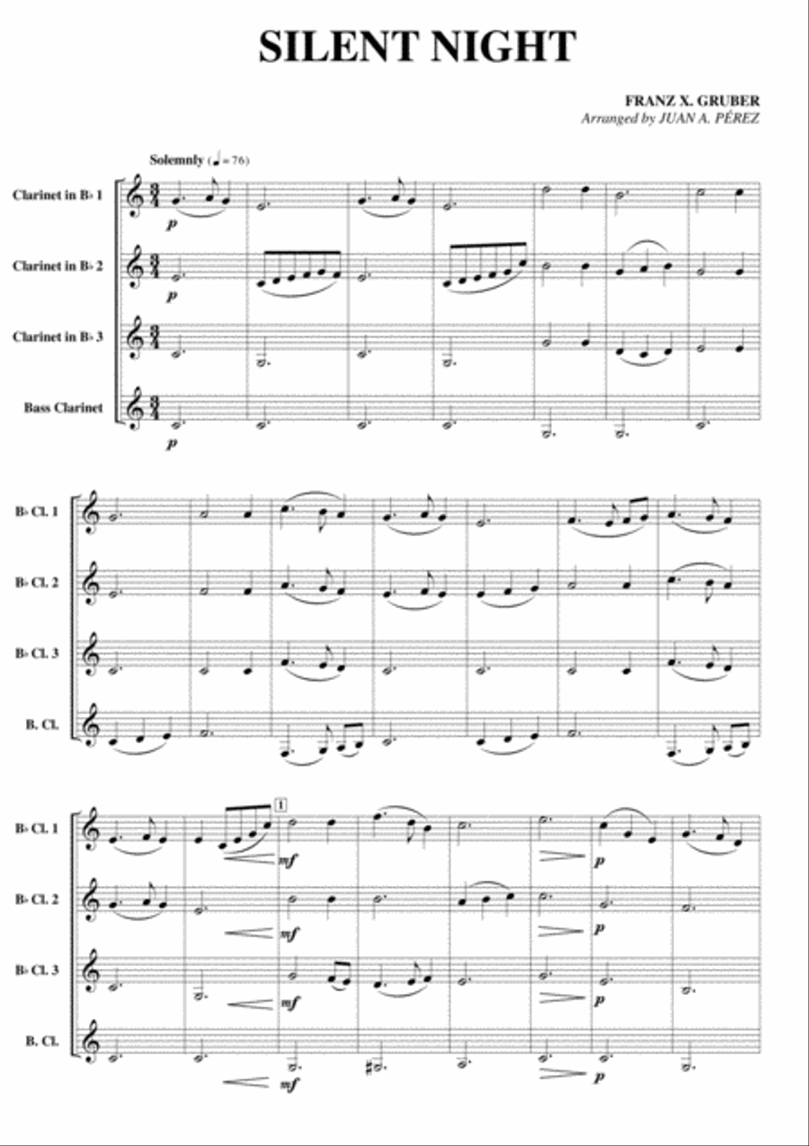 Silent Night, Holy Night Silent Night, Holy Night Clarinet Quartet scores gallery preview page 2