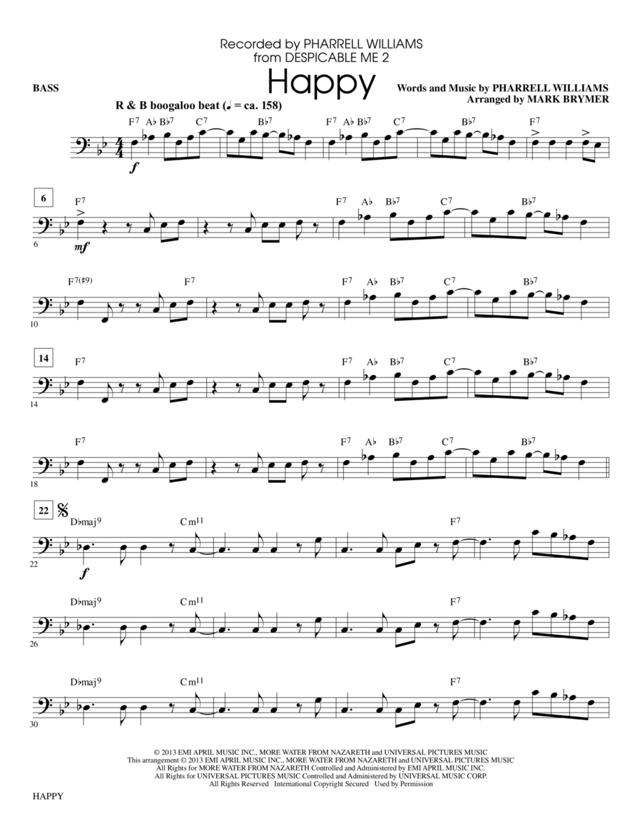 Happy (arr. Mark Brymer) - Bass Choir scores gallery preview page 1