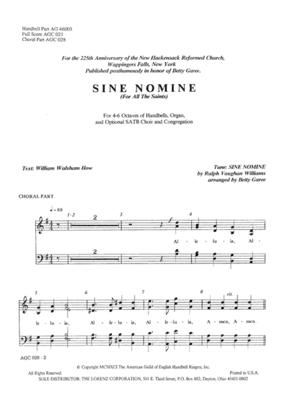 Sine Nomine - Choral Part