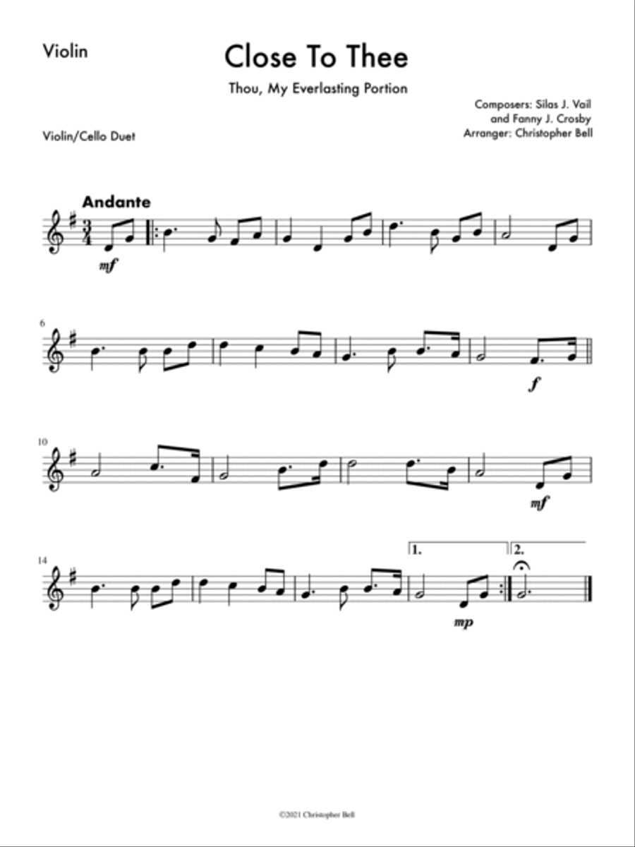 Close To Thee - Violin/Cello Duet String Duet scores gallery preview page 2