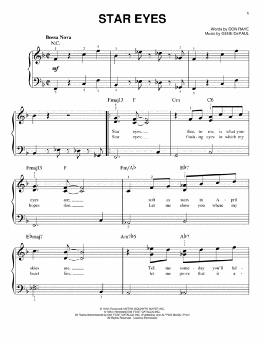 Star Eyes Easy Piano scores gallery preview page 1